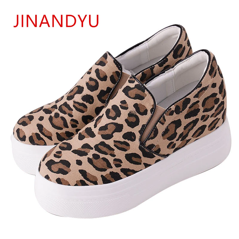 

Casual Hidden Heel Sneaker 2019 New Spring Women Canvas Shoes Platform Wedges Vintage Ladies Trainers Zapatos De Leopard Loafers