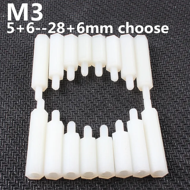 

M3+ 6mm White Nylon Hexagonal M-F Standoff Support Pole Fasteners PCB Board Screw For DIY #M3