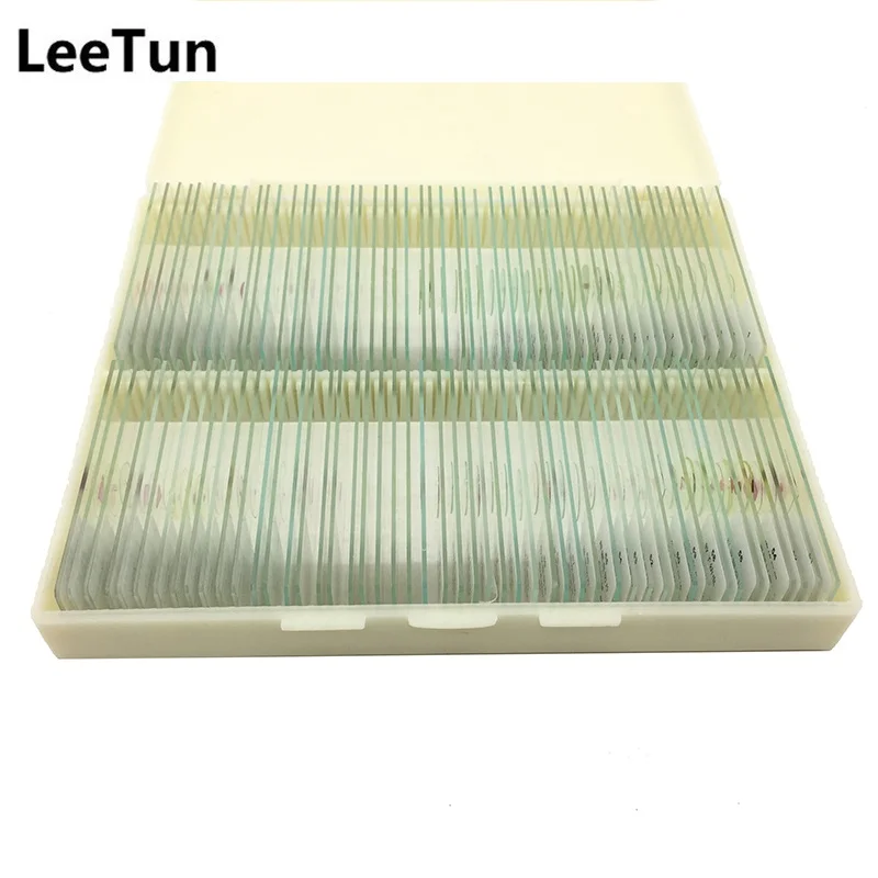 

LeeTun 100 Pieces Animal Insects Human Tissues Microscope Prepared Slide School Zology Biological Teaching Studying Students