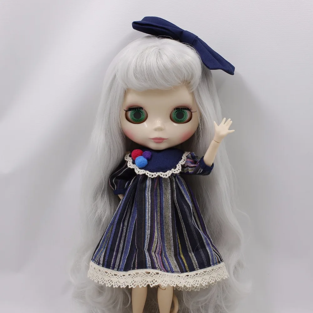 Neo Blythe Doll Stripe Printed Dress with Bowknot 9
