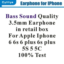 3,5 мм Бас Звук качественные наушники с Дистанционный микрофон Регулятор громкости для iPhone 5G 6G 6 Plus тест 100 шт/партия