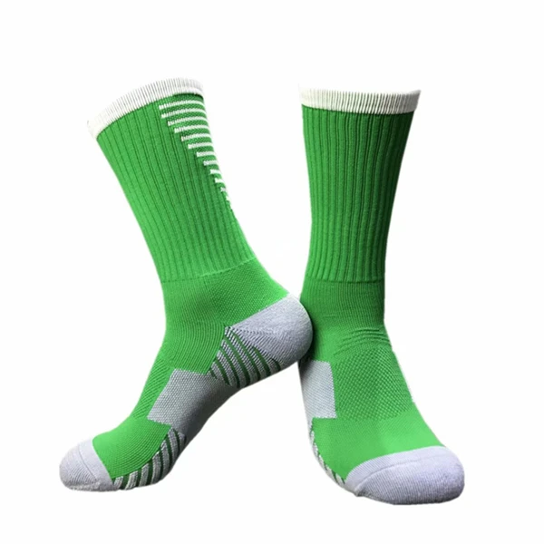 Мужские и женские противоскользящие футбольные носки до середины голени футбольные спортивные носочки Futbol короткие чулки гольфы нейлоновое полотенце носки - Цвет: CJM682 green socks