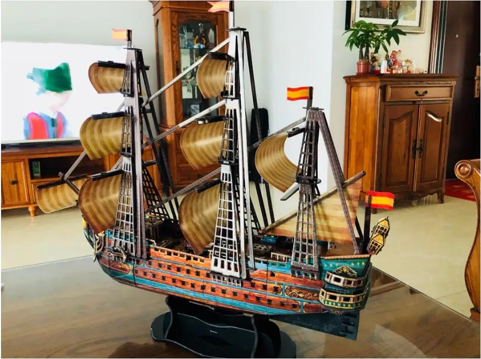 

Educational toy 1pc CubicFun Spain San Felipe warship creative 3D paper DIY jigsaw puzzle model kits gift toy