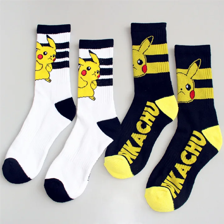 Новинка, хлопковые жаккардовые носки с покемоном Пикачу, одежда отличного качества, забавная новинка, Harajuku, зимние забавные женские носки Damesokken