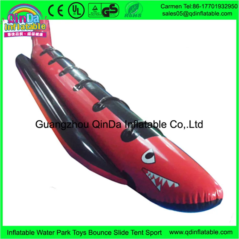 

Red and black inflatable banana boat shark like tube for adults
