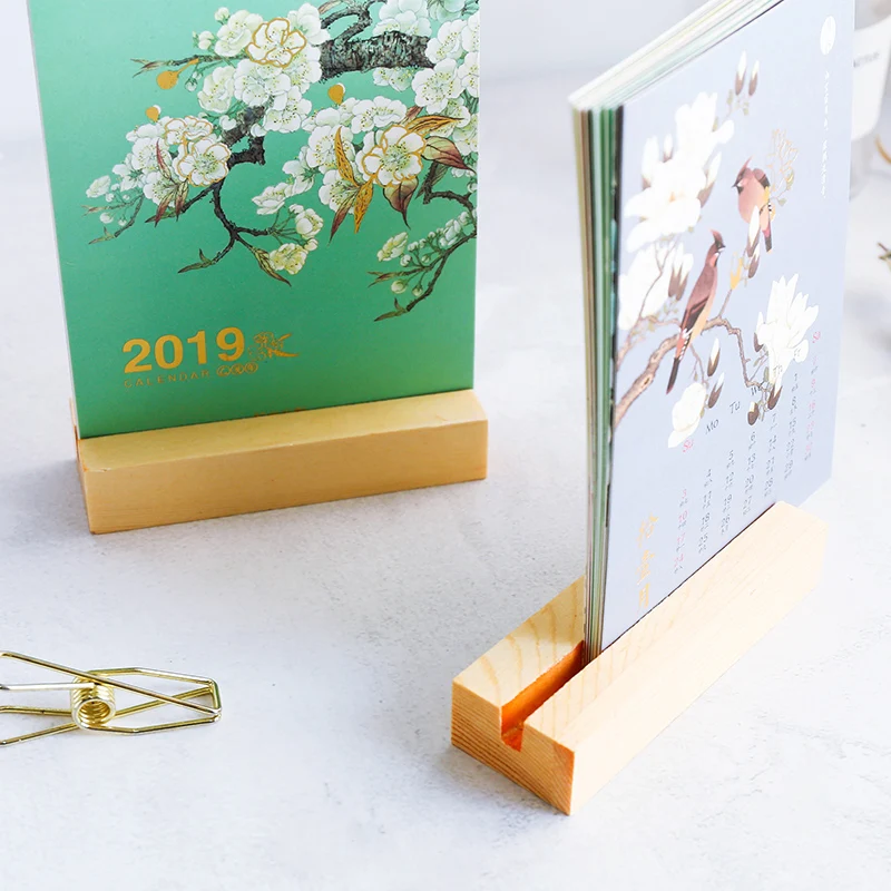 2019 Таблица календари живописи тушью цветок животных DIY портативный стол