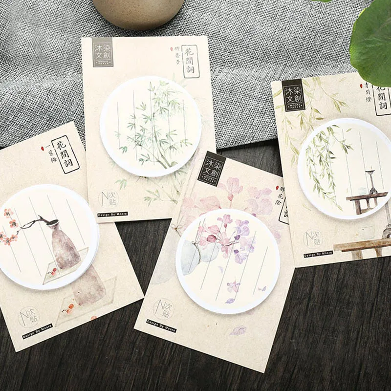 Vintage Chinese Style Memo Pad Notepads Cute Kawaii Flower Post It Note