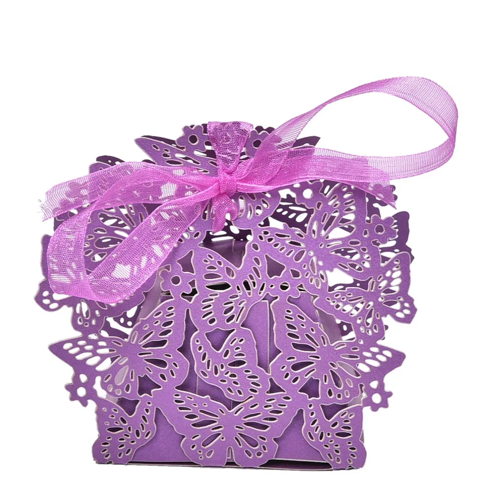 

10pcs 4 Colors Romantic Wedding favors Decor Butterfly DIY Candy Cookie Gift Boxes Wedding Party Candy Box with Ribbon