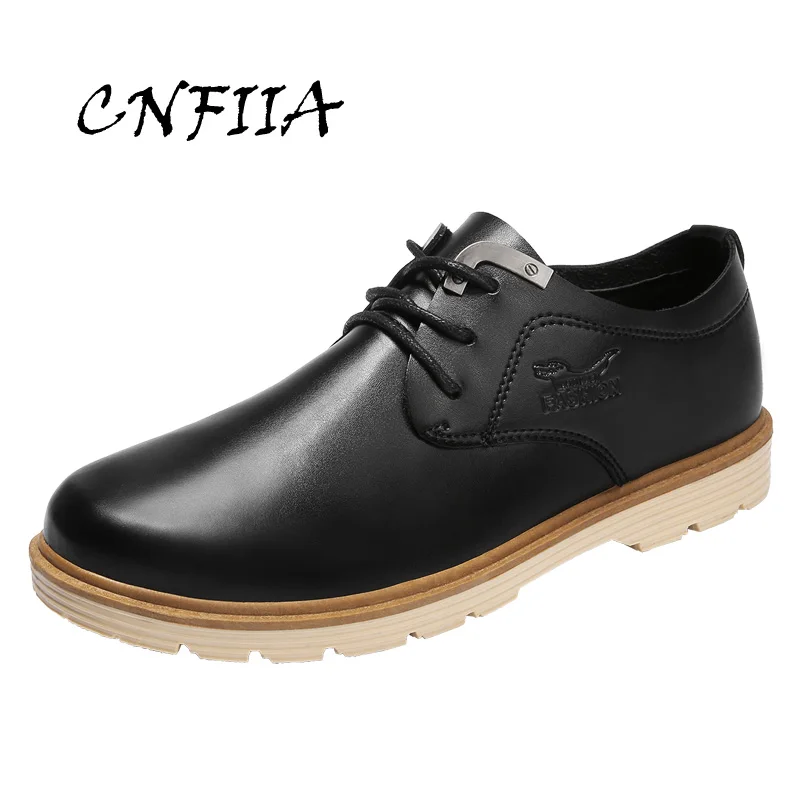 

CNFIIA Leather Shoes Men Casual Shoes Brown Black Male Office Footwear Man Designer Fashion Shoes Designer Fashion 2018 Walking