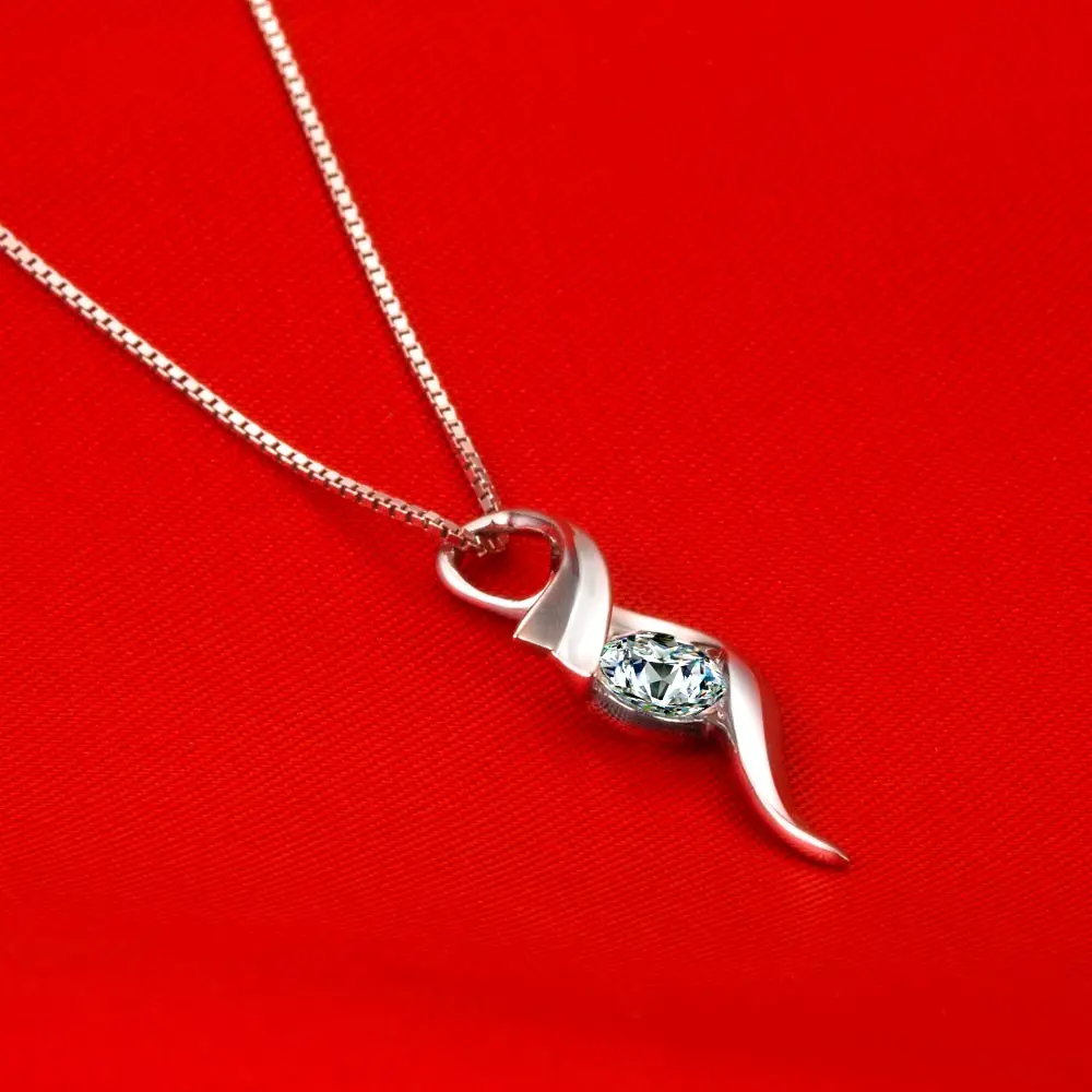 Тест Положительный создан 5 мм 0.5Ct каждый G H Moissanite алмазный кулон ожерелье