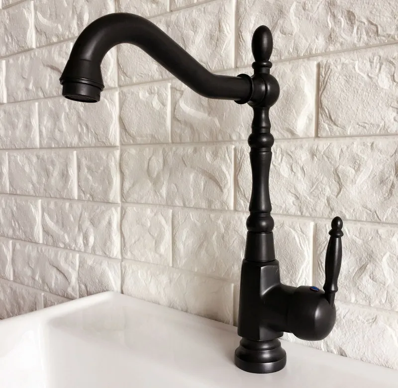 Swivel Spout Water Tap Oil Rubbed Black Bronze Single Handle Single Hole Kitchen Sink & Bathroom Faucet Basin Mixer Tap anf384