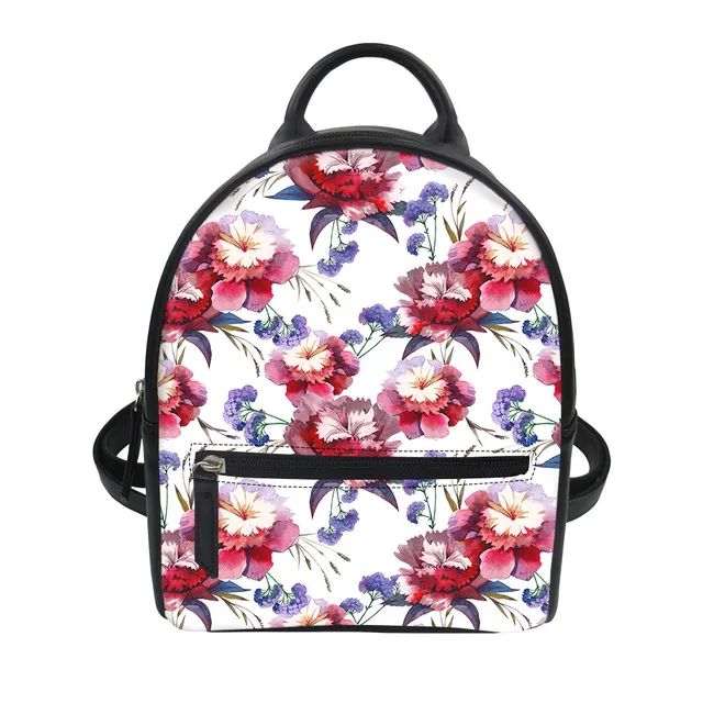 FORUDESIGNS Rose Pu Leather Backpacks Gypsophila Girly Style Travel
