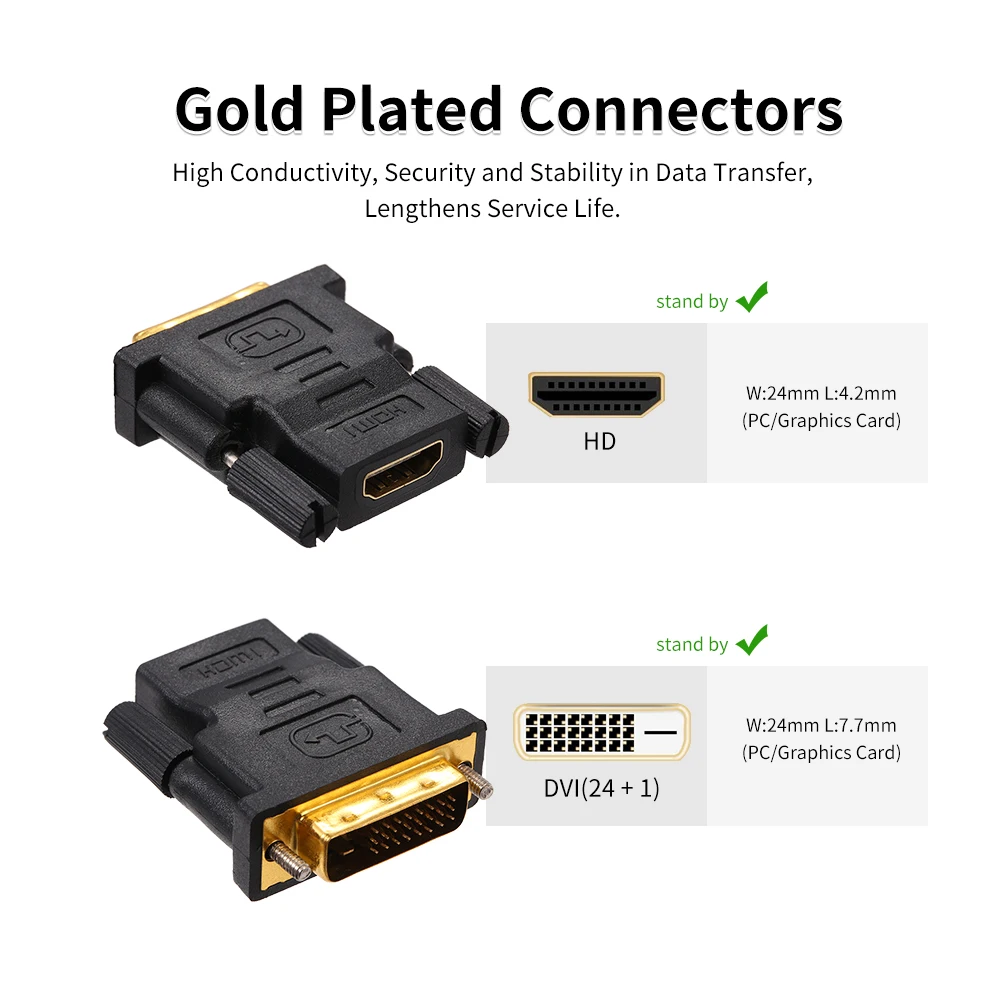 Адаптер DVI D к HD 1080P позолоченный конвертер 24 + 1 Pin штырь гнездо для PS4 ПК проектора