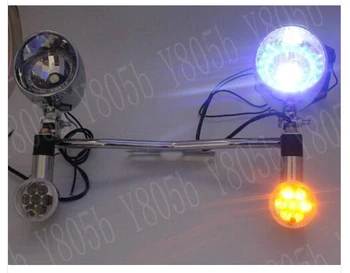 

Driving LED Angel Eye Spot light Bar &Turn Signal For Honda Yamaha Suzuki Kawasaki Street Bobber Custom Chopper Cruisers Street