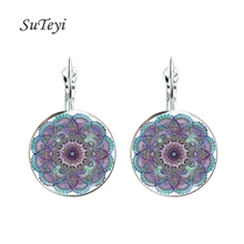 SUTEYI ювелирные изделия из старинных серег Шарм Йога Мандала Ом Символ Zen серьги буддизм стекло кабошон серьги украшения для женщин