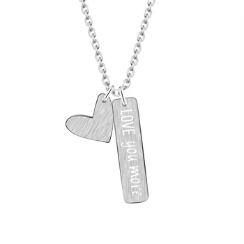 

GORGEOUS TALE Wholesale Valentines Day Gift Love You More Heart Bar Necklace for Women Stainless Steel Chains Girls Necklace