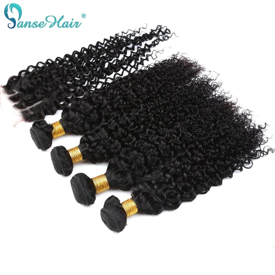 

Panse Hair Burmese Kinky Curly Human Hair Weaving Customized 8 To 28 Inches Hair 4 Bundles Hair Weft With Closure 4X4 Non Remy
