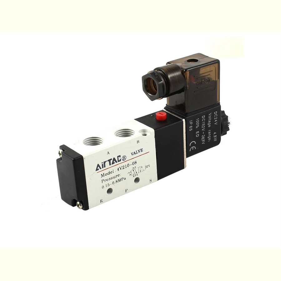 

1/4" airtac air solenoid valves 4v210-08 dc24v 2 position 4 way 5 port pneumatic control valve