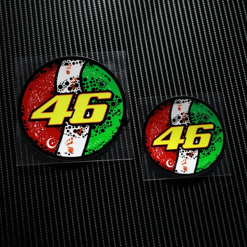 

NO.TL002 Free shipping Italy Flag Design 46# Rossi MOTO GP Reflective Stickers Decals Motorcycle Racing Stickers for Helmet