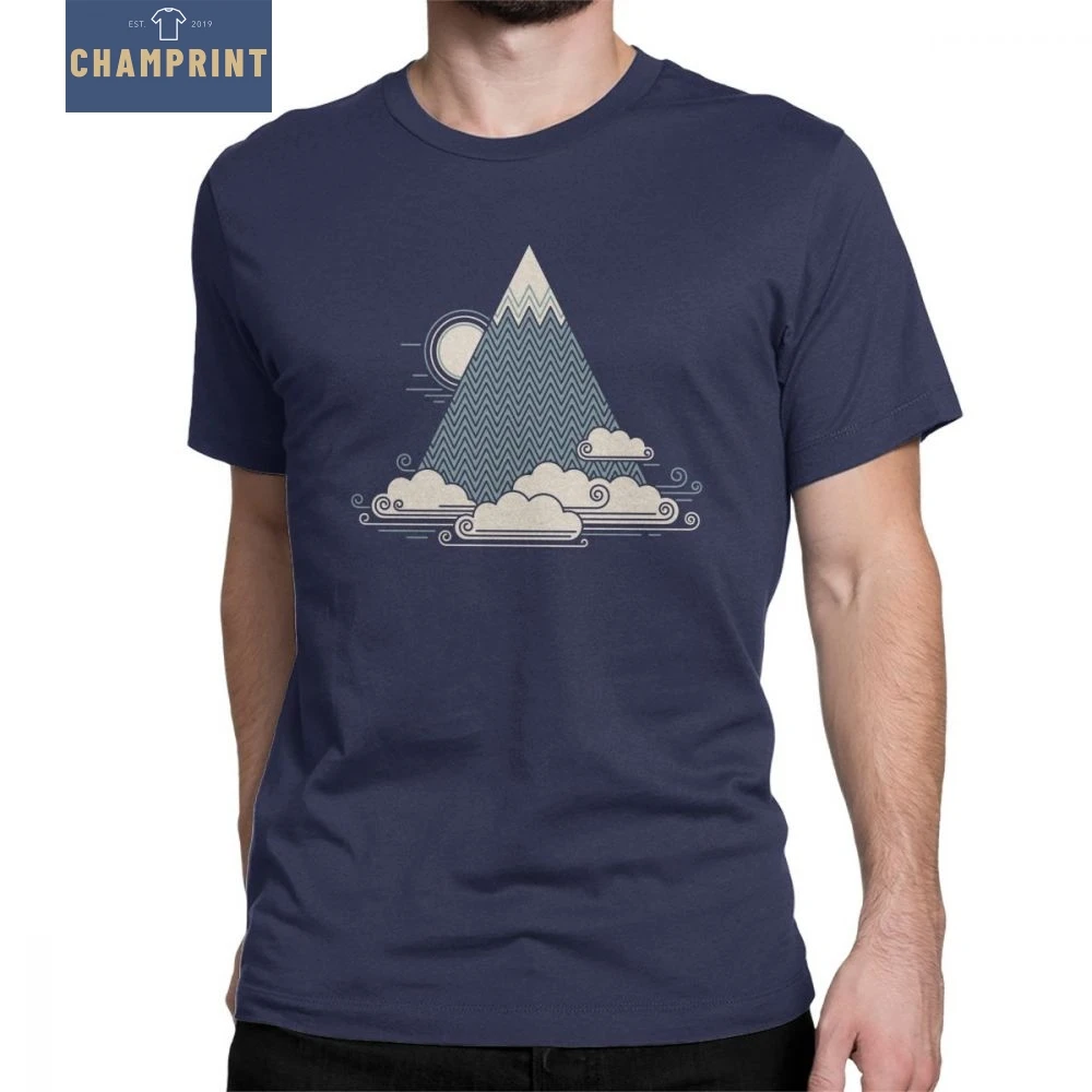 

Men T Shirt Cloud Mountain Hiking Travel Unique Sunrise Outdoors Explore Nature Tees Round Neck Clothing Cotton Designs T-Shirt