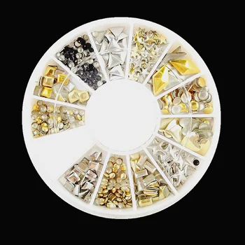 

Hot sell DIY Gold Silver Studs Nail Art 3D Design Decoration Stickers Square Punk Rivet DIY