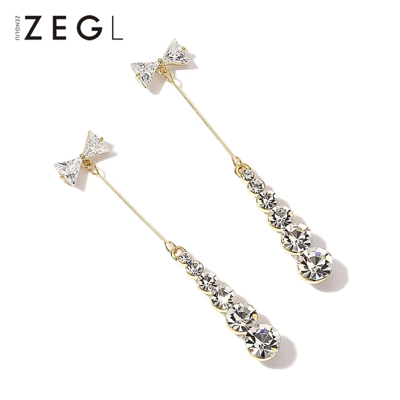 Женские серьги ZEGL 925 пробы серебряные иглы длинные модные милые черные с