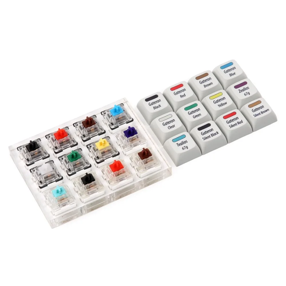 Gateron 12 переключатель тестер содержит mx swithes/бесшумные переключатели/Zealio 67g/Tealio 67g с