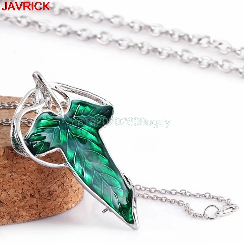 

Lord of The Green Leaf Elven Pin Pendant Chain Necklace #H058#