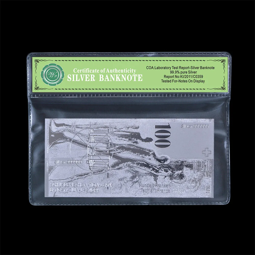 Самые продаваемые товары для швейцарские банкноты специальные серебряные 10 швейцарские банкноты подарки с серебряным покрытием с КоА рамкой