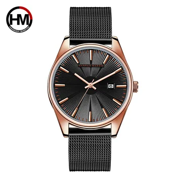 

HM New 2019 Man Watch Quartz Waterproof Stainless Top Brand Date Business Wristwatch Black Erkek Kol Saati Wristwatch Mens Sport