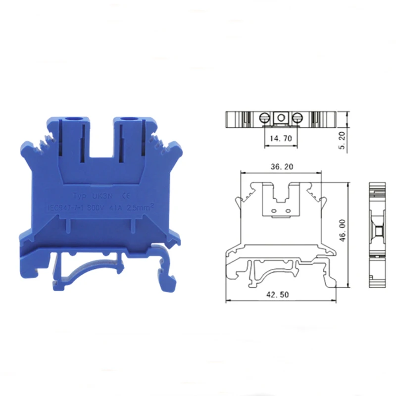 20/50/100 шт Din рейку Винтовые клеммы bornier UK3N электрический провод кабель Терминалы Блок morsettiera разъем 14awg