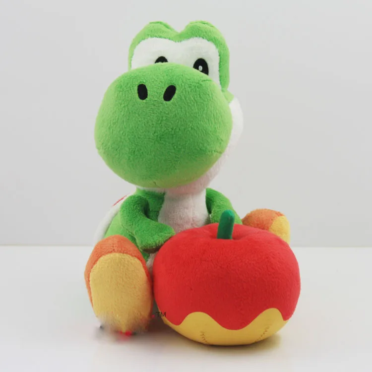 17 см Yoshi с яблоком плюшевые игрушки куклы Супер Марио Yoshi Плюшевые игрушки Рождественский подарок