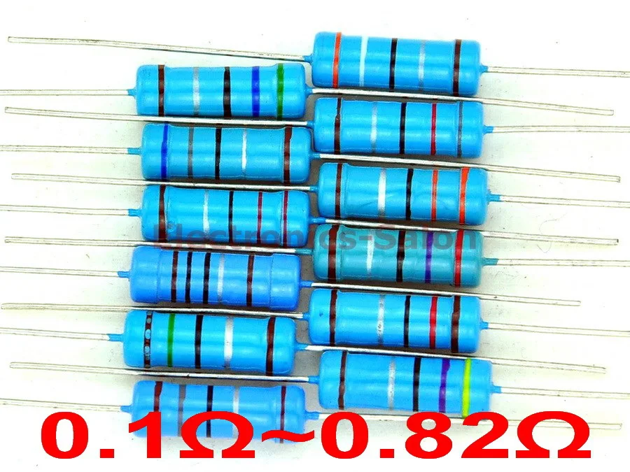 

3 Watts Metal Film Resistor Mixed Value E-12 Series Assorted Kit, 0.1~0.82 ohm.