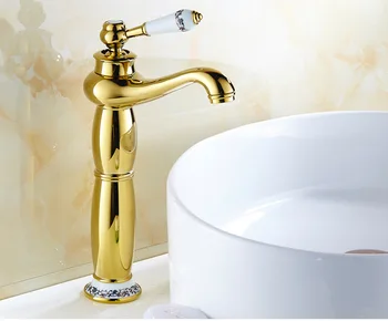 

New Copper blue & white porcelain Basin Faucets Bathroom Fixture Home Improvement sitting European style hot&cold water faucets