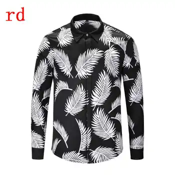 

F.N.JACK 2019 New Fashion Men Shirt Long Sleeve Slim Fit Business Man Shirt Casual Male Hawaiian Shirts Printed Shirt Men