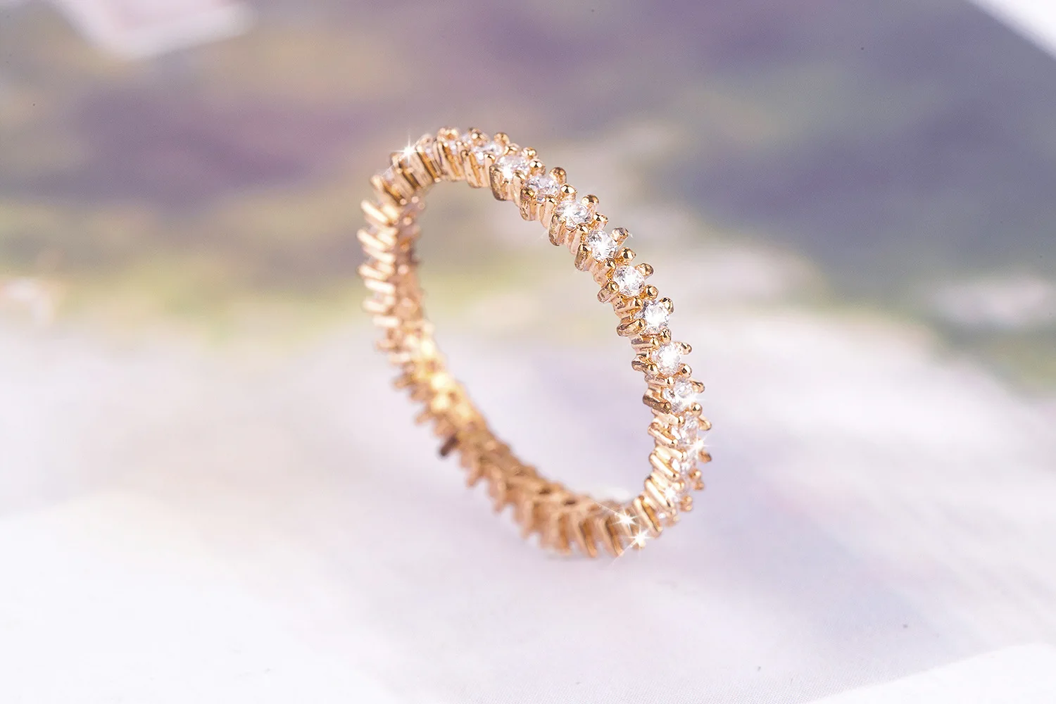 Розовое золото цвет полный кубический цирконий элегантное кольцо для ...