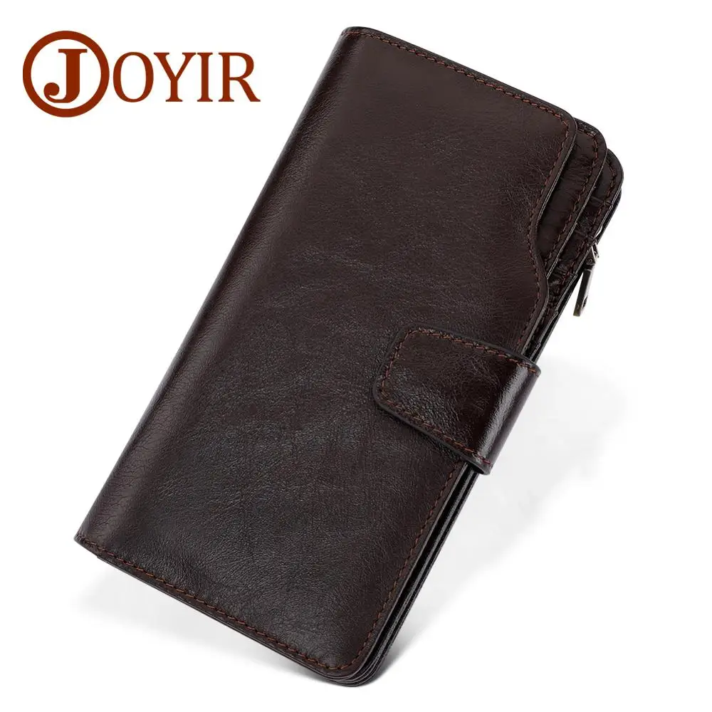 

Unisex Cow Leather Long Wallet New Design Three Folding Purse High-end Male Day Clutch Soft Cards Holder Women Casual Phone Case
