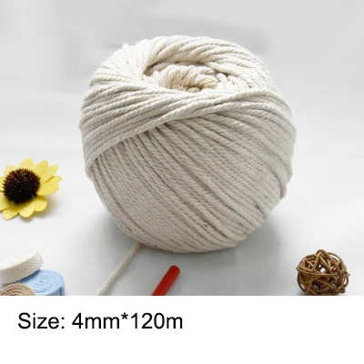 Koop 3mm 4mm 5mm 6mm 8mm Natuurlijke Katoen Touwen DIY Macrame Koord muur Opknoping Plant Hanger Craft Maken Breien Touw Thuis Decoratie