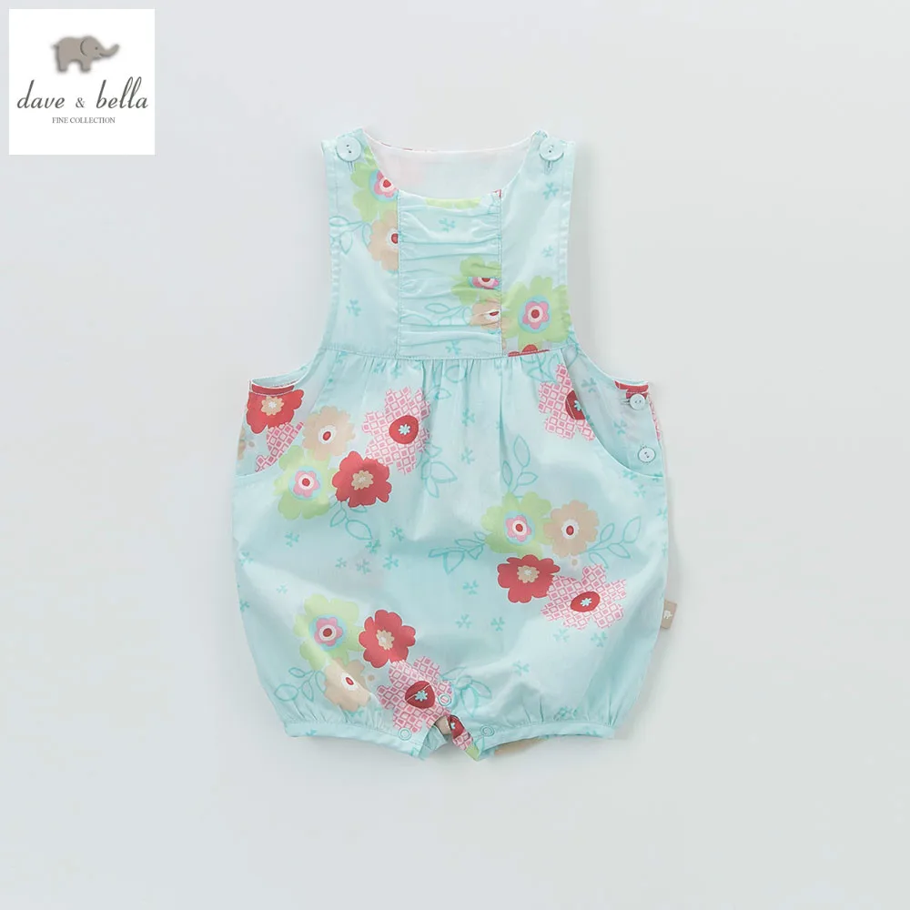 DB4492 dave bella summer new born baby green printed romper infant ...