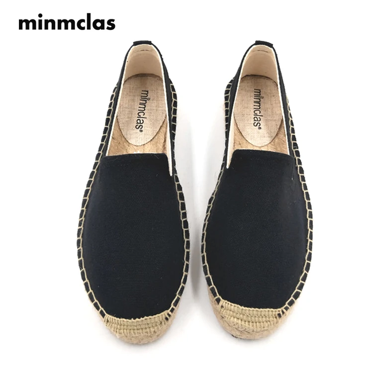 MInmclas/Новинка; модные удобные женские повседневные Эспадрильи с вышивкой; дышащая льняная парусиновая обувь из пеньки для девочек