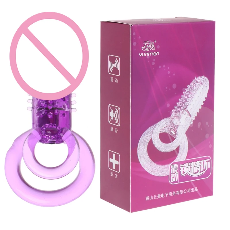 Male Lasting Elastic Vibrator Enhancer Double Ring Vibrating Adult font b Sex b font Toys hot