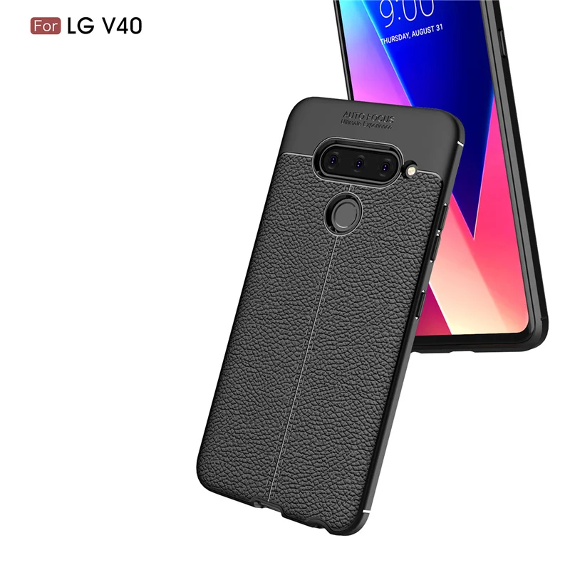 For Capa LG V40 Thinq Case Silicone Litchi PU Leather (6)