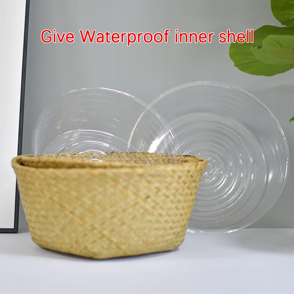 Wicker Baskets For Plants Foldable Natural Woven Seagrass Belly Storage Basket Wicker Rattan Baskets Flower Pots  Laundry Basket