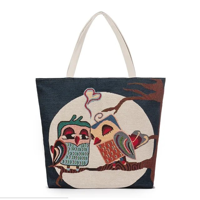 New Owl Totes Bag Shoulder Canvas Women Handbag Creative S New Owl Totes Bag Shoulder Canvas Women Handbag Creative S Online Supply Free Dropship