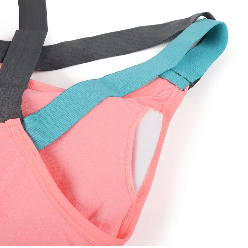 VEQKING Sport Shirt Women Running Sport Bra Stitching Color Quick Dry Fitness T-shirt Gym Shirt Yoga Sports Bra Top for Women