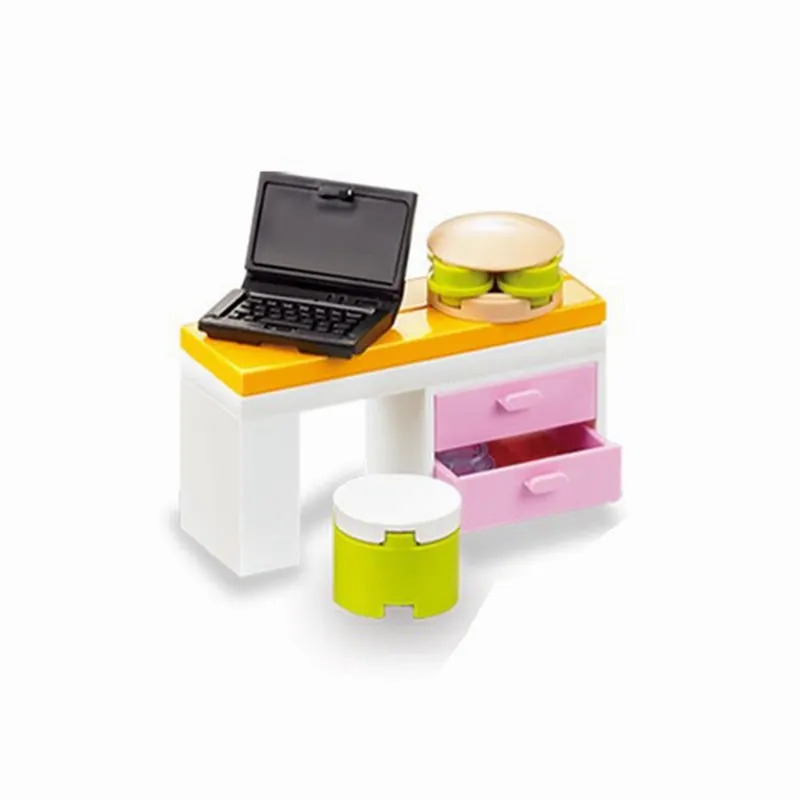 

Legoing building blocks computer desk and chair decoration model educational toys children building blocks Legoing