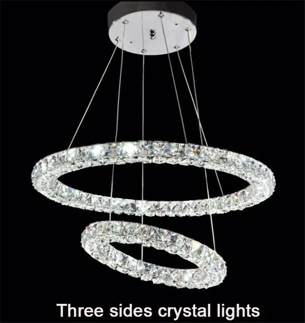 Modern 2 Rings Led Crystal Chandeliers Lights Three Sides Restaurant Modern 2 Rings Led Crystal Chandeliers Lights Three Sides Restaurant Circles Diamond Home Lighting Decorativas