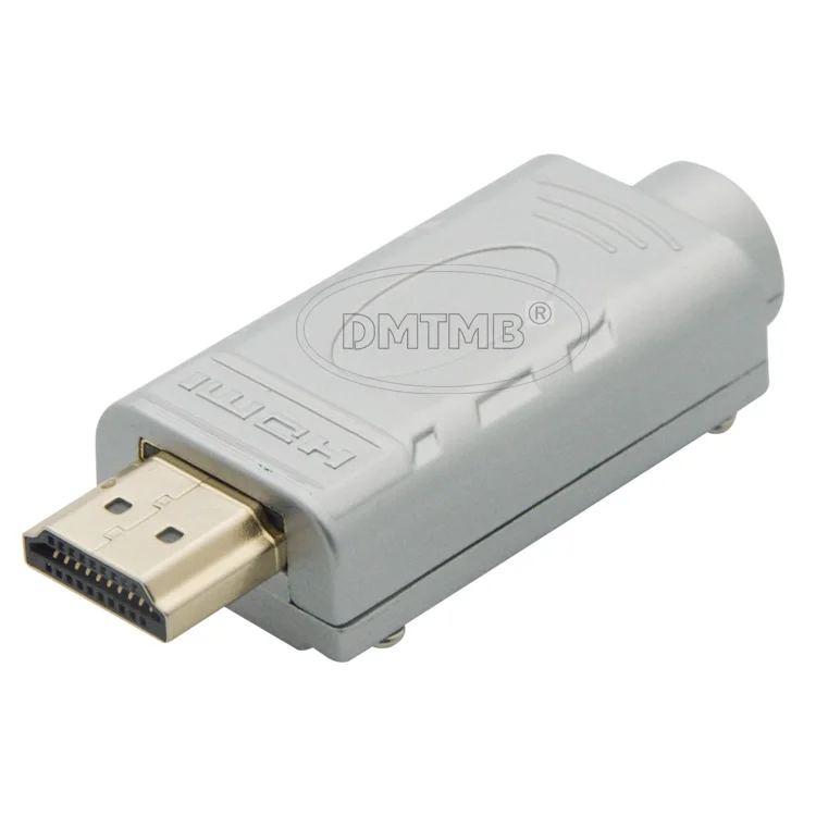 

HDMI male connector with backside PCB solding style and metal housing