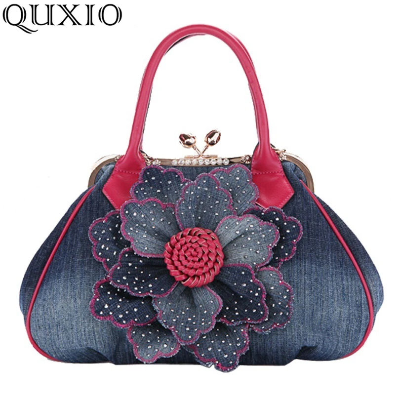 

2018 Flowers For Woman Beach Bag Luxury Handbags Women Bags Designer New Denim Shoulder Bags Messenger Bolsa Feminina DC700Z
