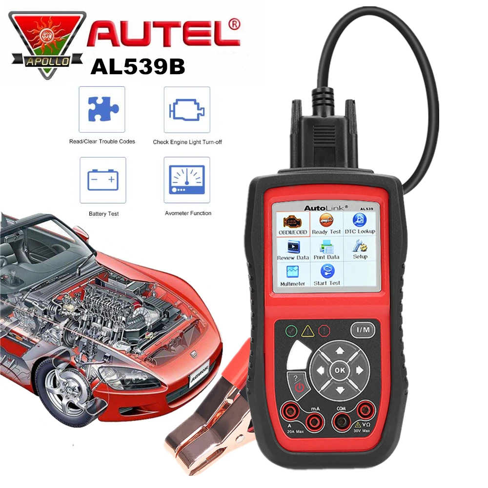 Autel AutoLink AL539B OBD2 Code Reader OBDII CAN Scanner Auto Diagnostic Tool Circuit and Battery Test Car Electrical Tester Autel AutoLink AL539B OBD2 Code Reader OBDII CAN Scanner Auto Diagnostic Tool Circuit and Battery Test Car Electrical Tester